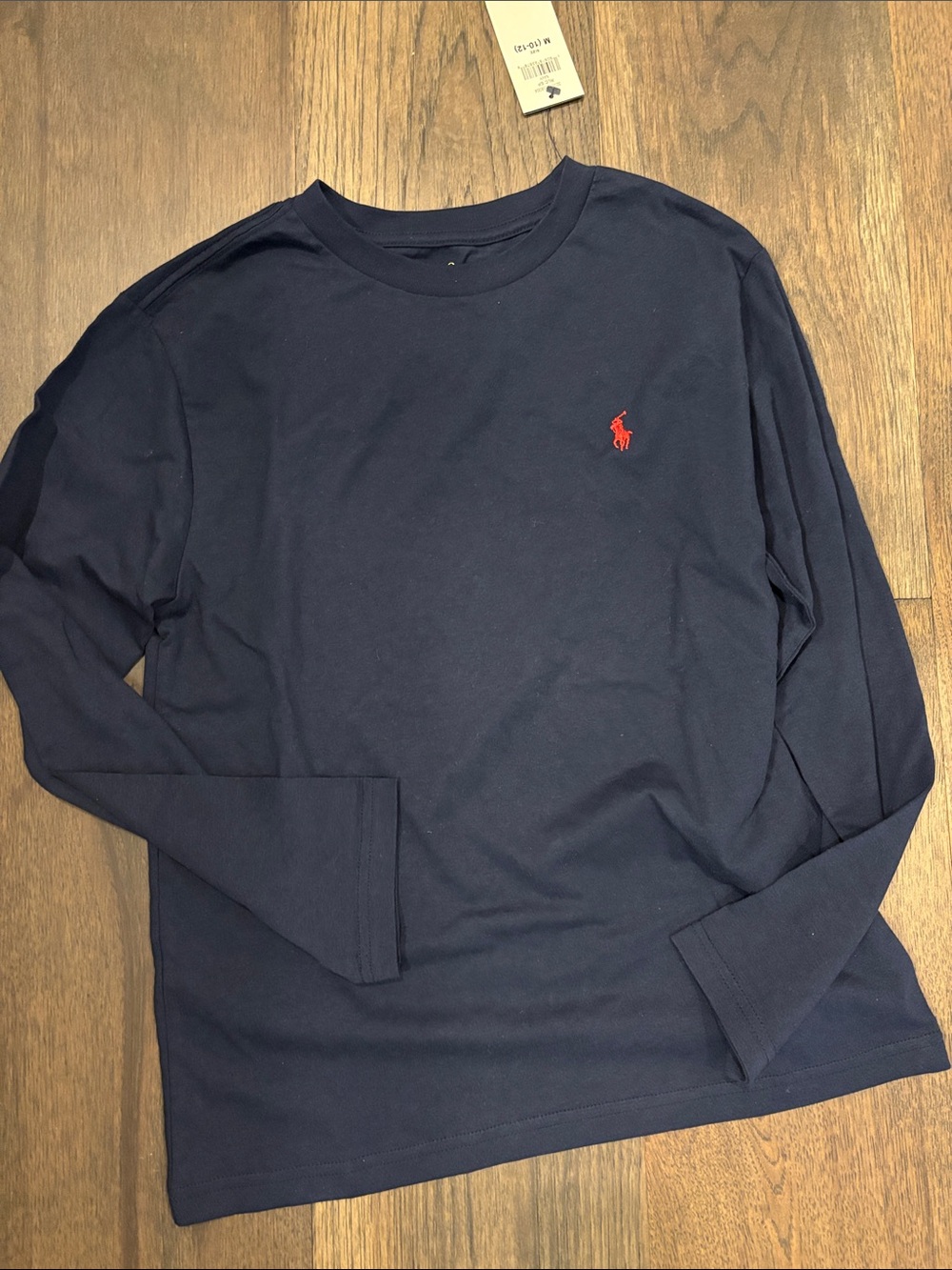 Polo by Ralph Lauren Navy Long-Sleeve Crewneck with Red Polo Logo